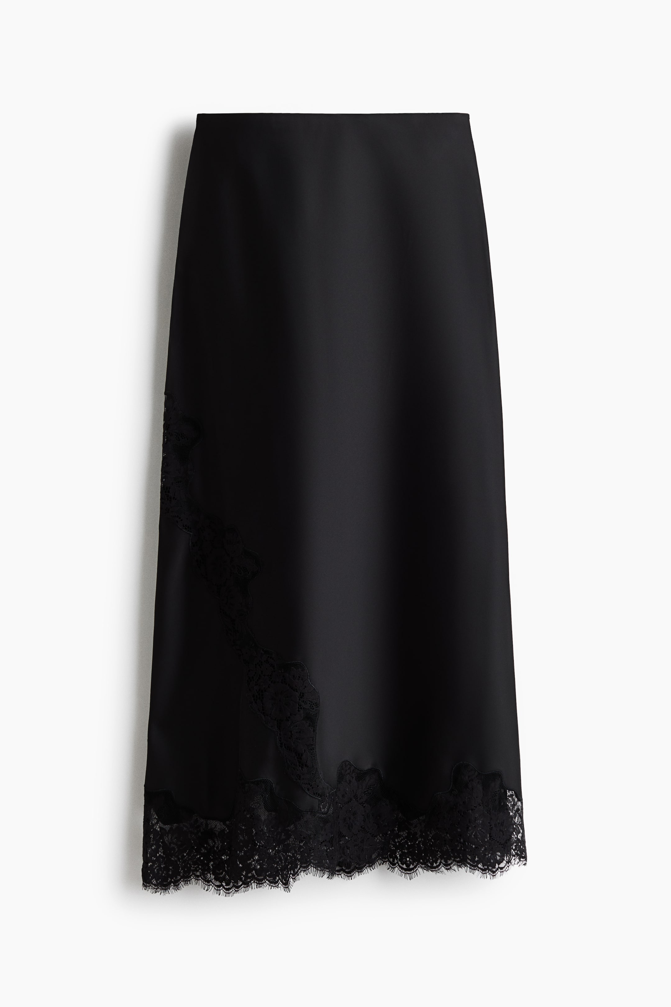 View larger image: Lace-trimmed satin skirt - Black - Ladies | H&M 1