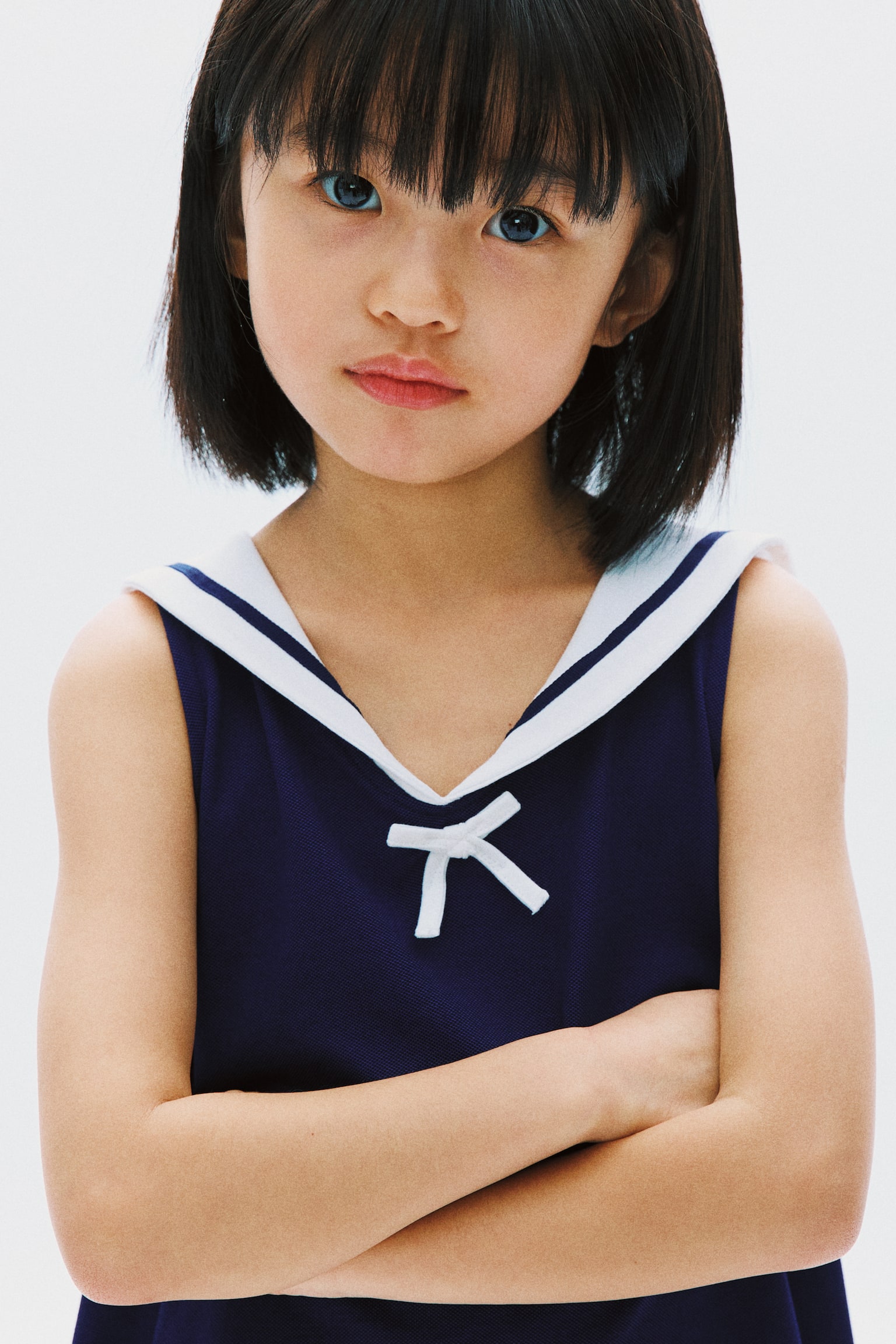 COOLMAX® Dress with Sailor Collar - Navy blue/White - 5