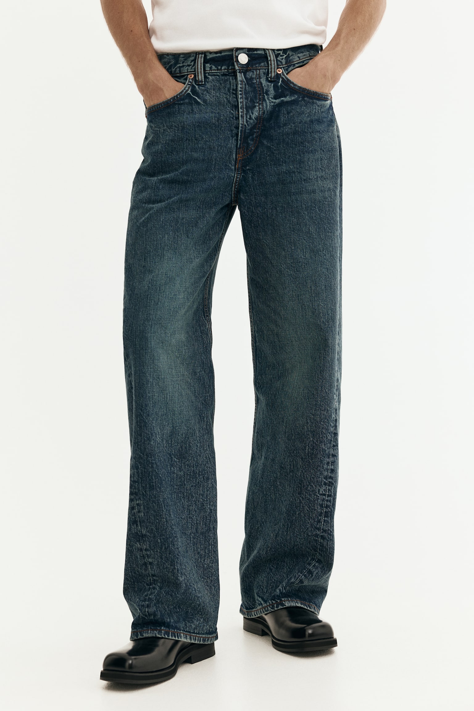 Loose Straight twisted leg jeans - Azul denim oscuro/Azul denim claro - 6
