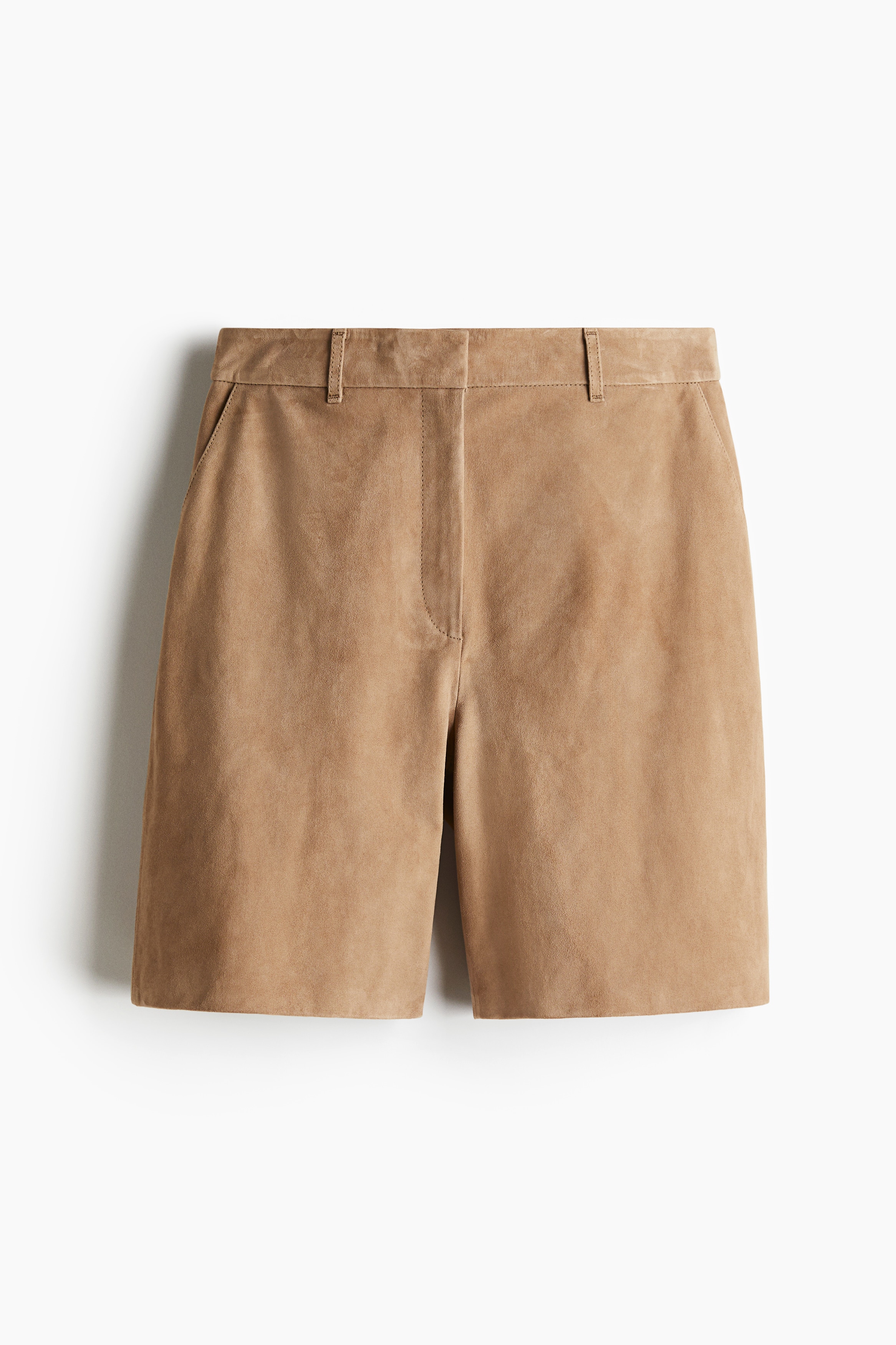 Süet Bermuda Şort - Bej