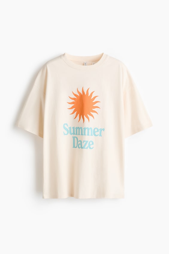 Женские футболки H&M Oversized Printed T-Shirt