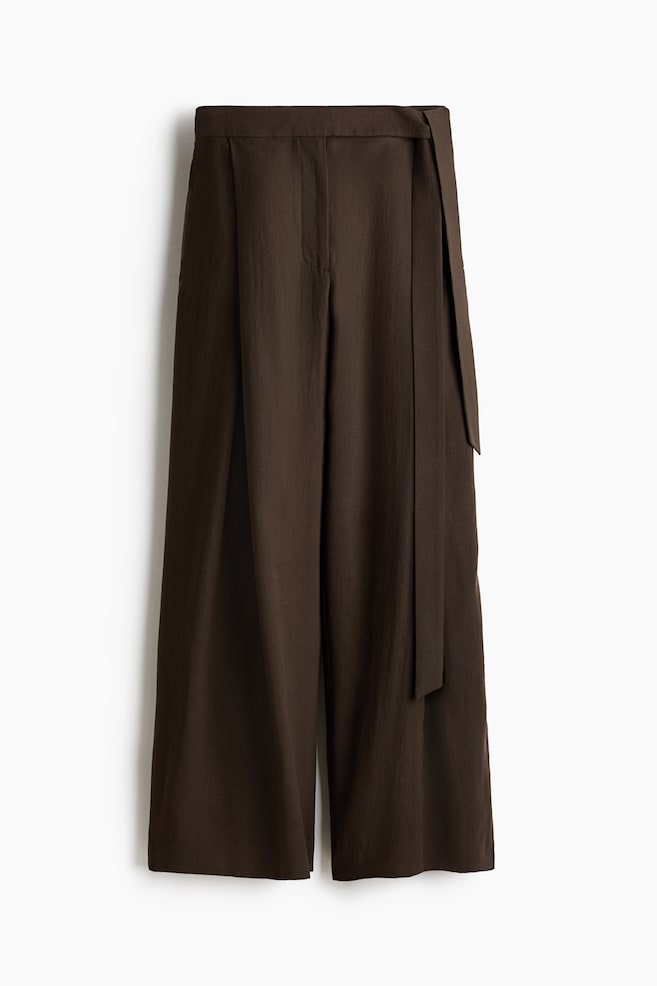 Tie-Detail Twill Pants - Dark taupe/Dark brown/Beige - 1