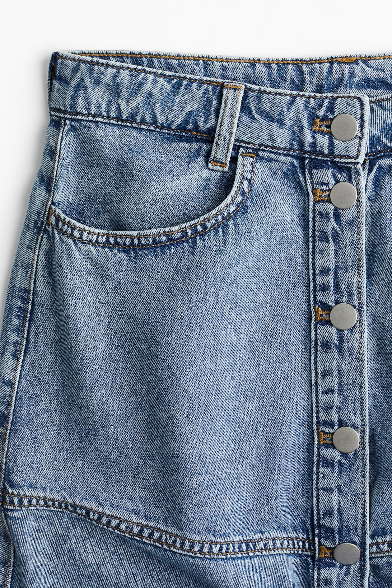 Hanson Light Blue Denim A-Line Mini Skirt