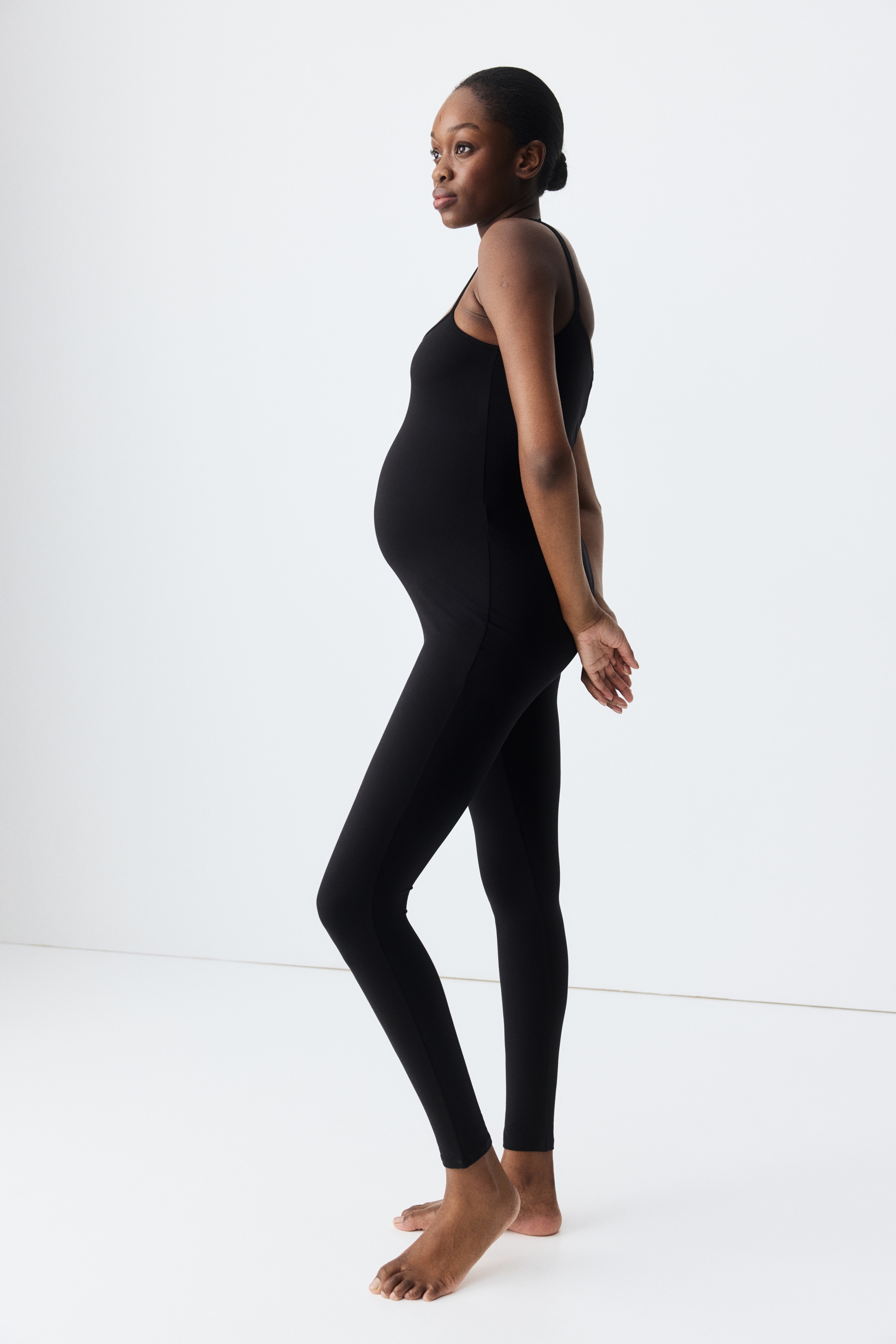 MAMA Before & After Integral-Bra Unitard - Black