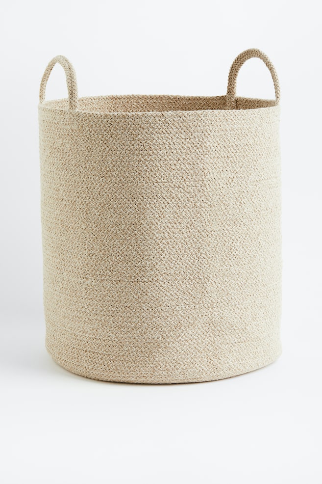 Cotton storage basket - Light beige/Black/Brown/Black/White striped - 1