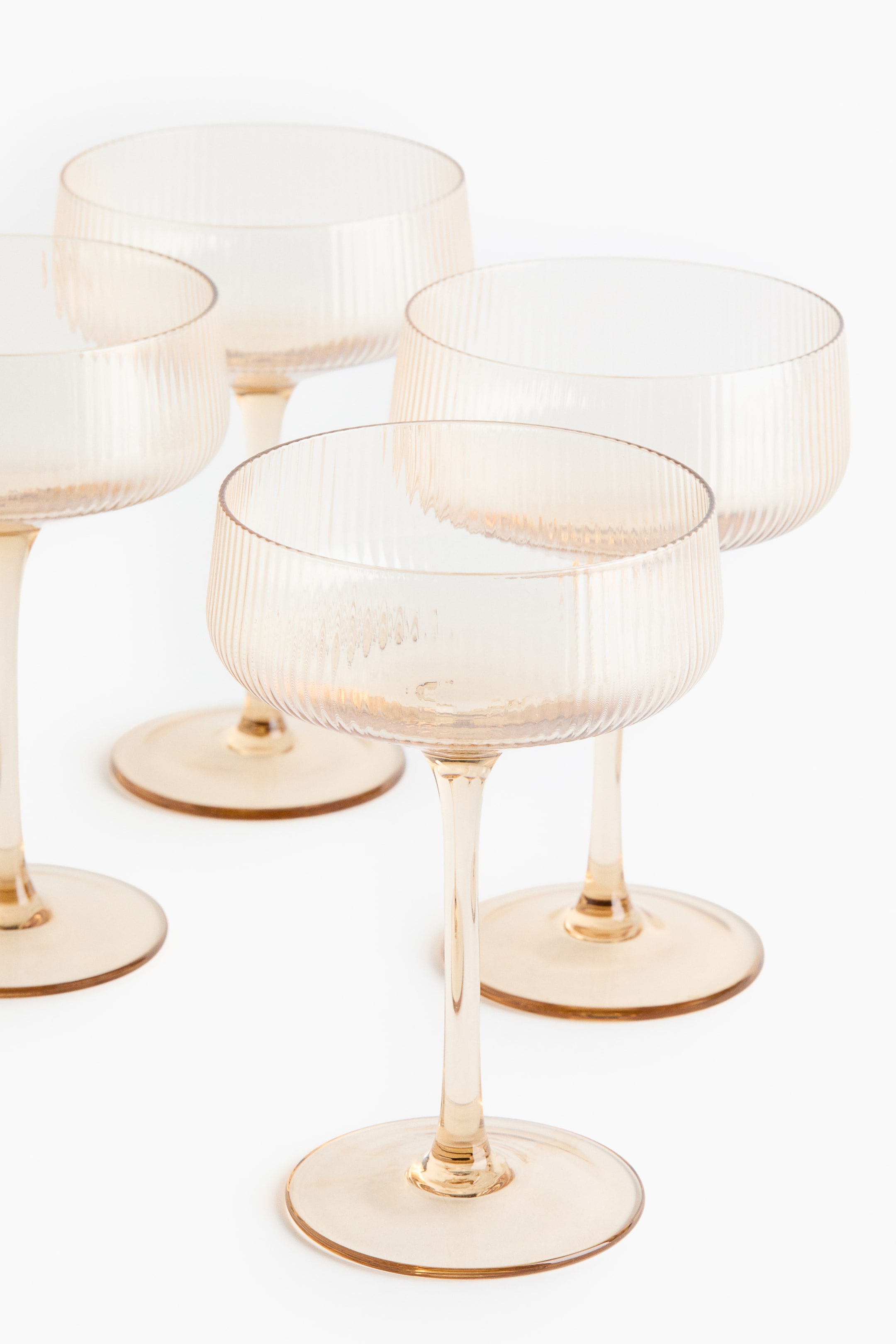 이미지 확대 보기: 플루티드 쿠프 잔 4피스 세트 - 베이지 - Home All | H&M KR 4