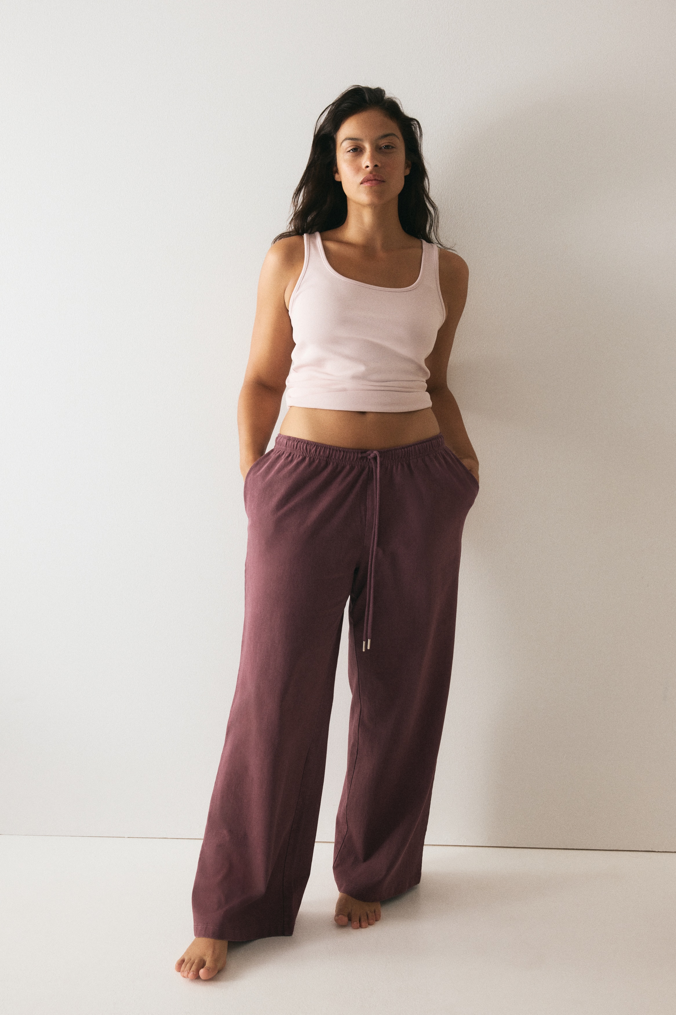 Washed-look cotton trousers