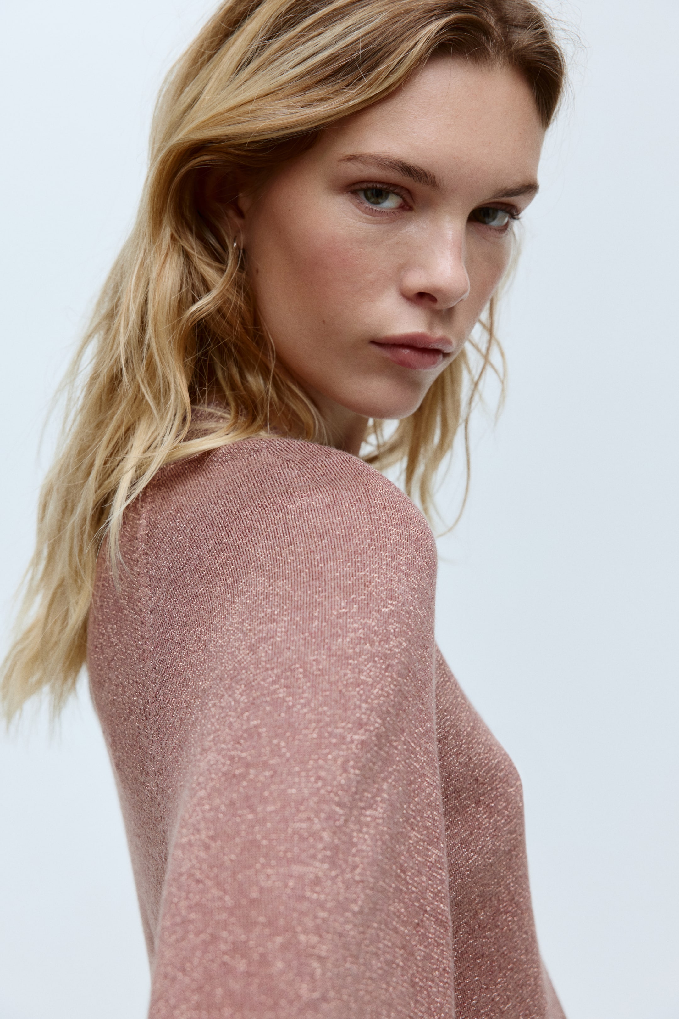 View larger image: Fine-knit glittery top - Dusty pink marl - Ladies | H&M 3