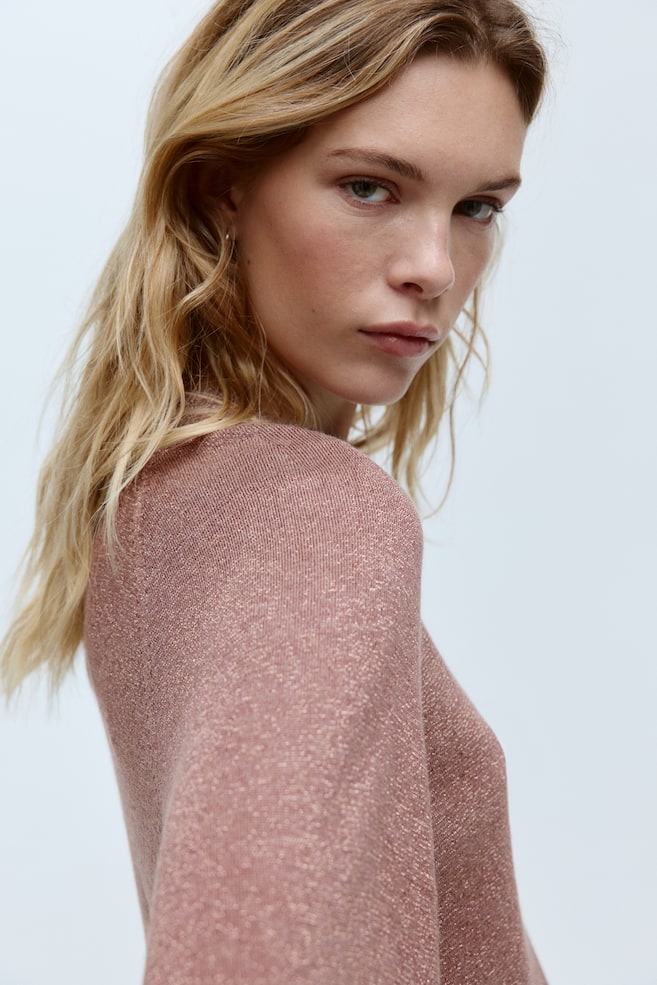 Fine-knit glittery top - Dusty pink marl/Dark grey/Dark khaki green - 3