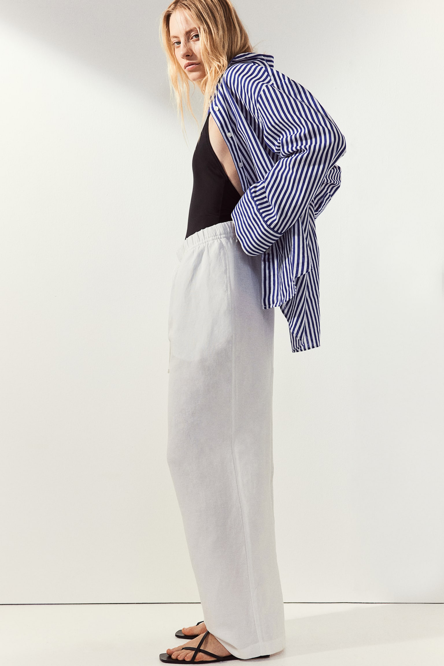 Linen Blend Shirt - Bright blue/Stripe/Blue/White/Red stripe/Light beige/Stripe/Greige/Light beige - 6