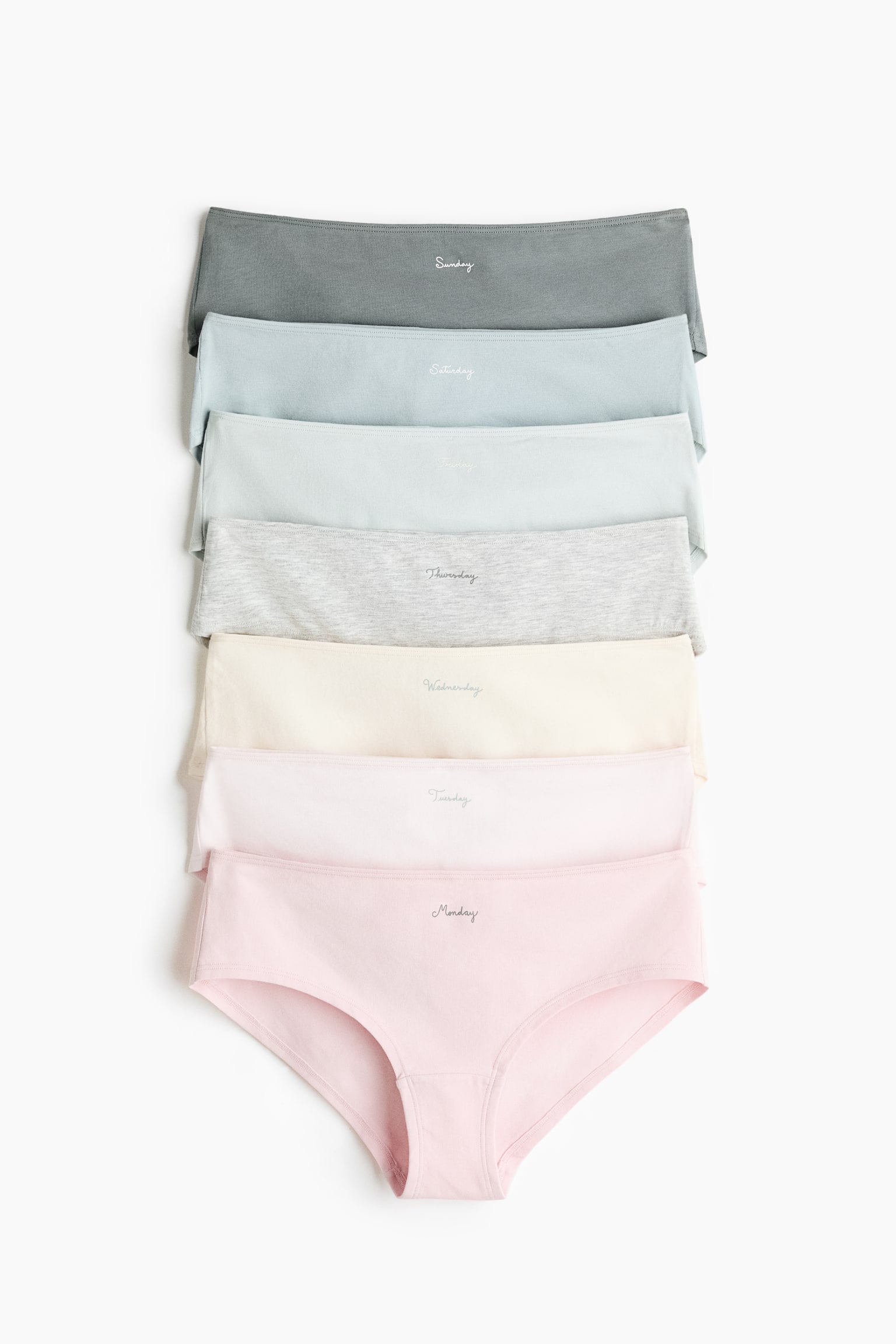 7-pack hipster briefs - Pink/Days of the week/Light blue/dark blue/Khaki green/light beige