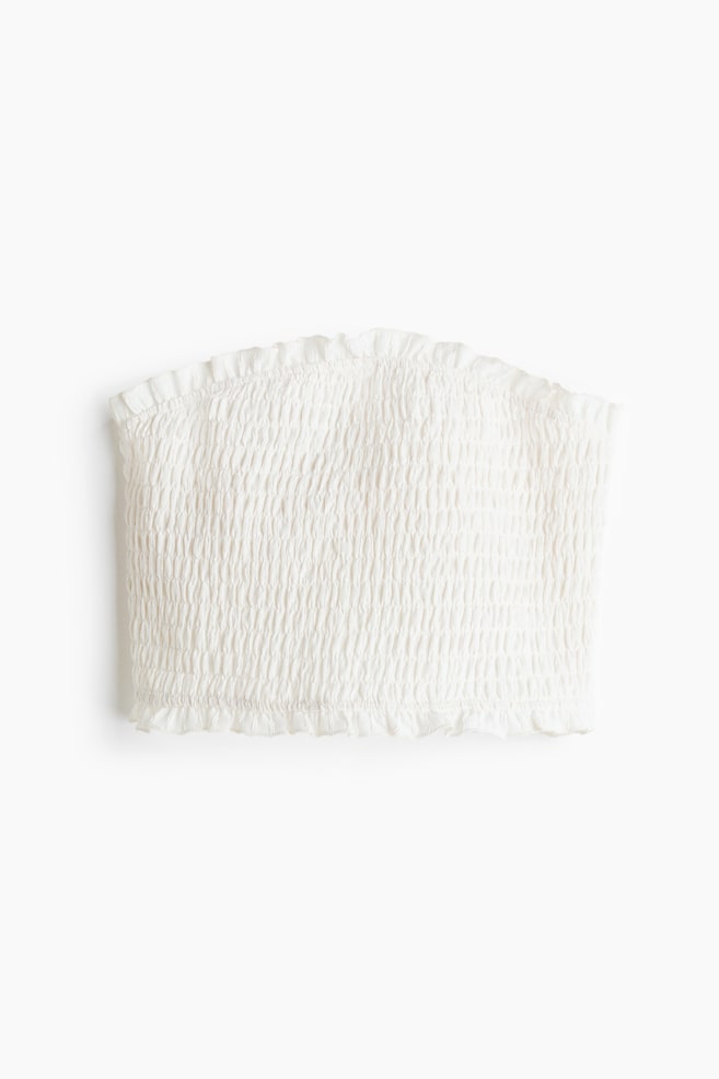 Smocked beach tube top - Cream/Rust brown - 1