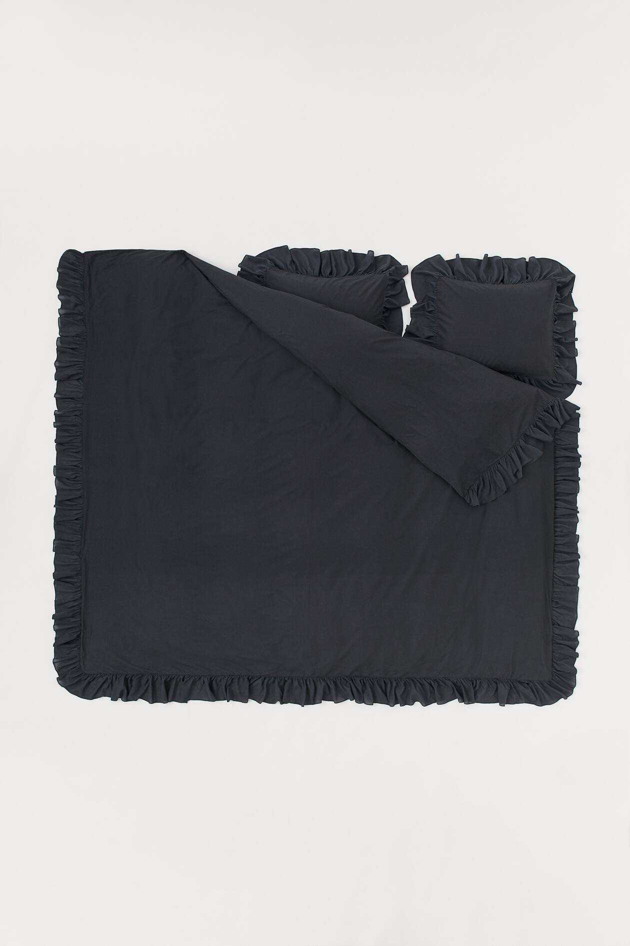 Flouncetrim duvet cover set Anthracite grey Home All H&M GB