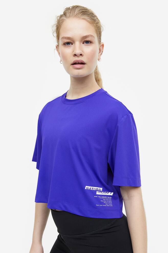 DryMove™ Cropped sports top - Dark purple/Light yellow/Natural Therapy - 1