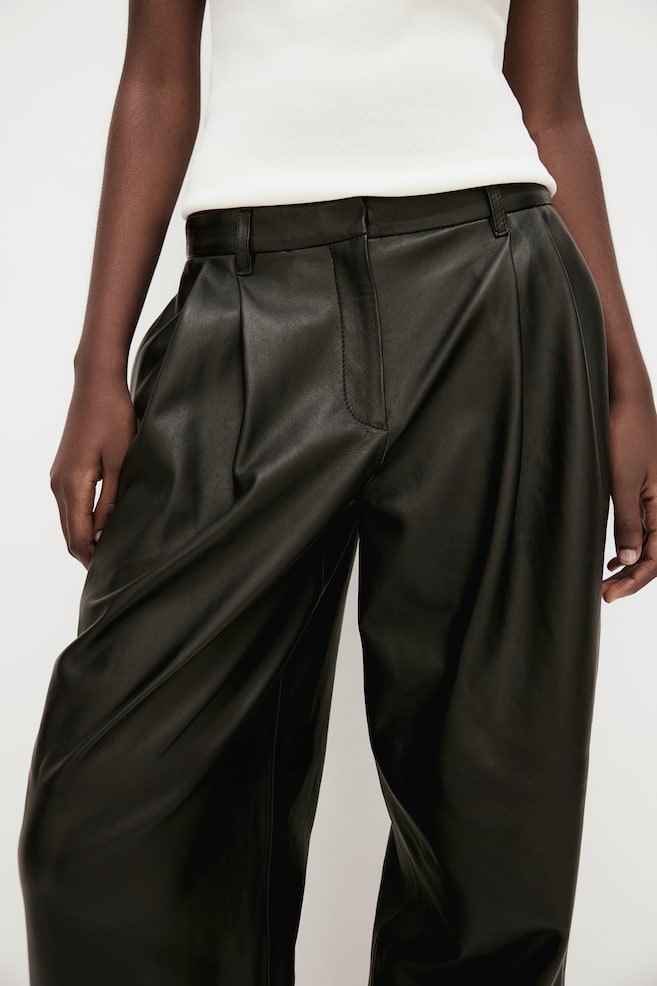 Relaxed-fit leather trousers - Black - 4