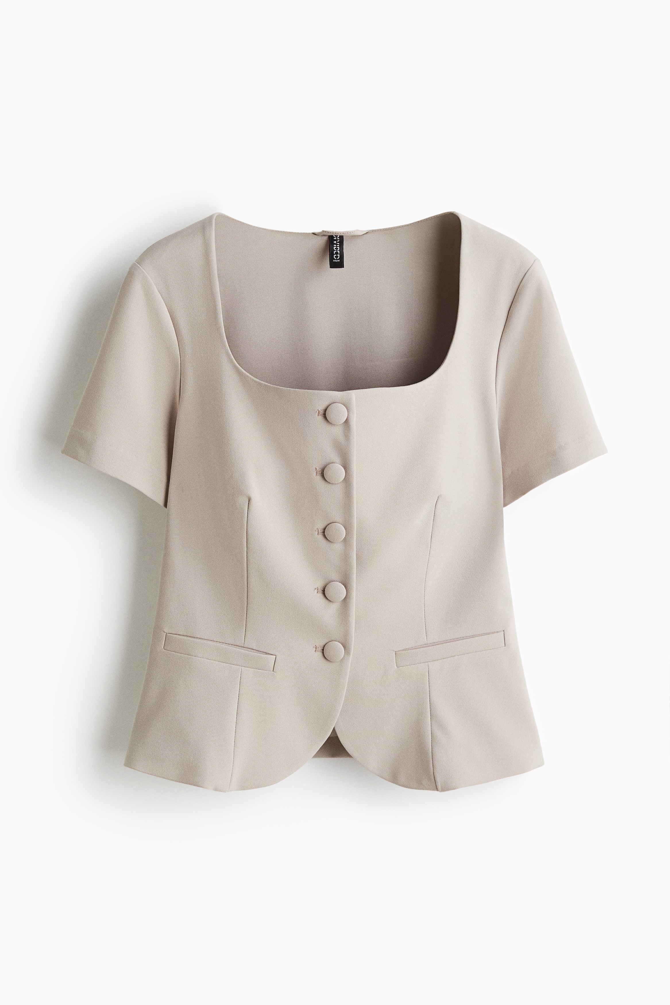 Top con bottoni davanti - Greige chiaro/Nero/Marrone