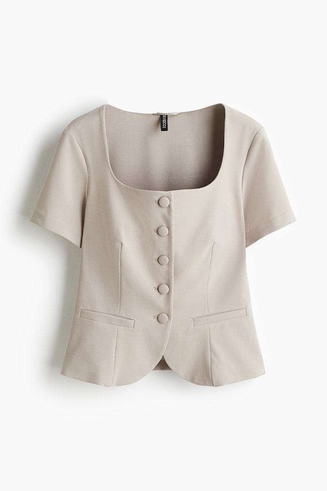 Button-Front Top - Light taupe - 1