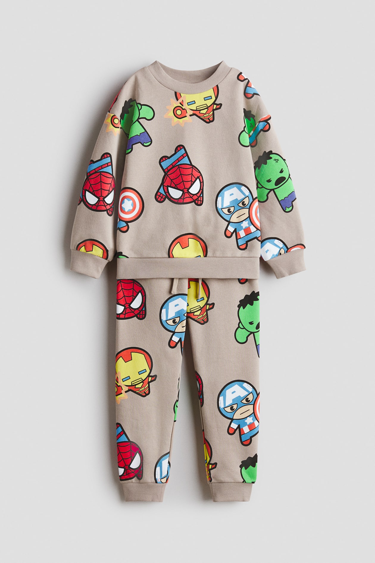 tweedelige-set-van-joggingstof-met-print-beige-marvel-comics
