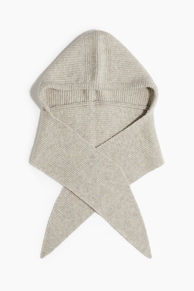 Bufanda con capucha - Beige claro jaspeado/Negro - 1