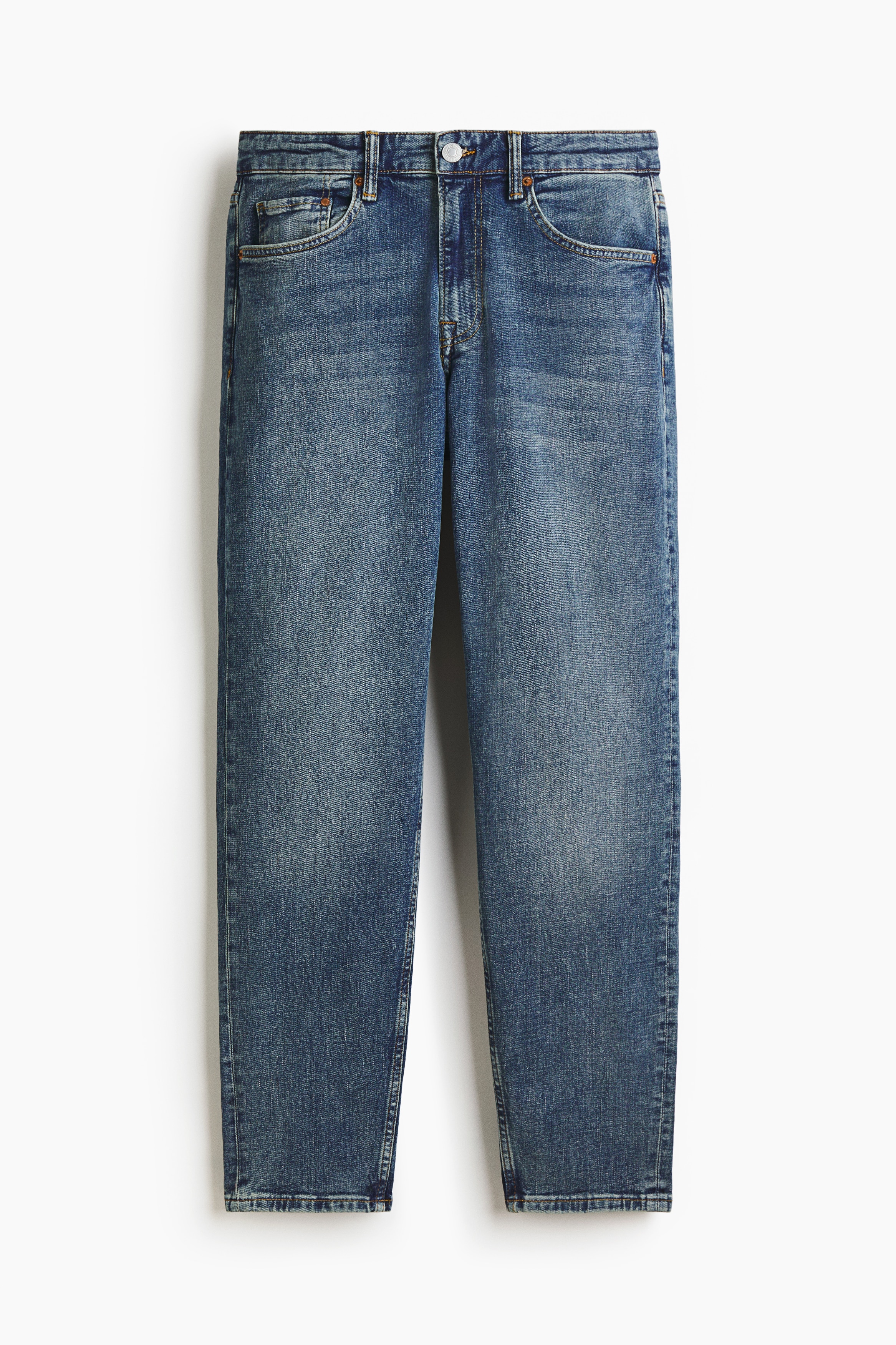 Tapered Regular Jeans - Denimblau/Dunkles Denimblau