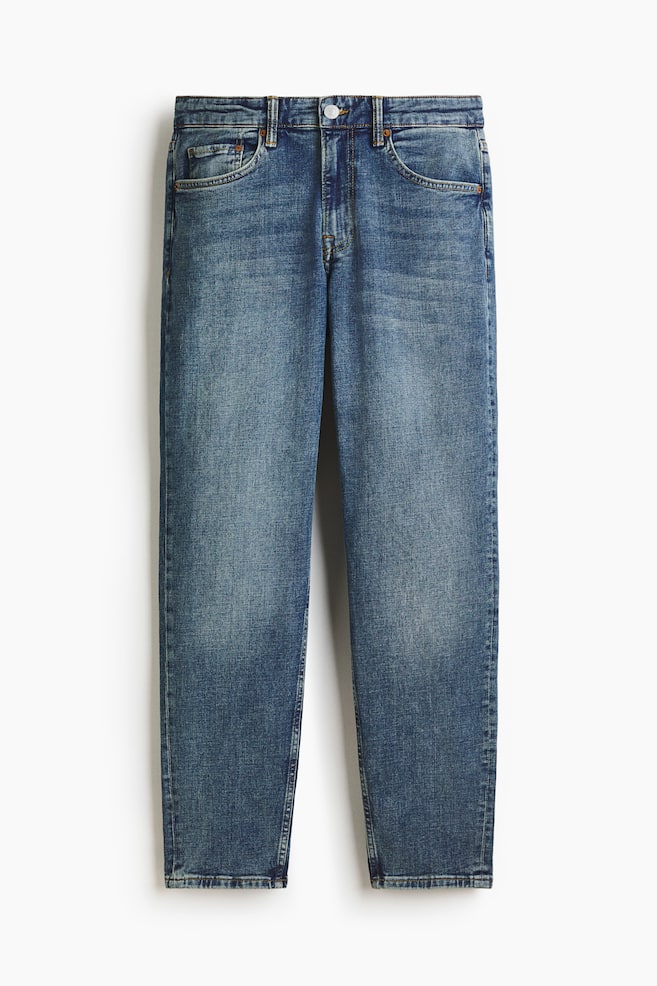 Tapered Regular Jeans - Denimblau/Dunkles Denimblau - 1