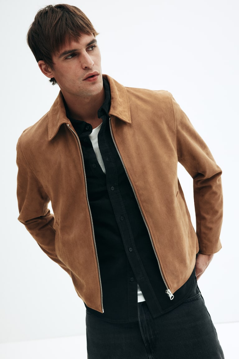 Veste avec col Marron clair HOMME H&M FR