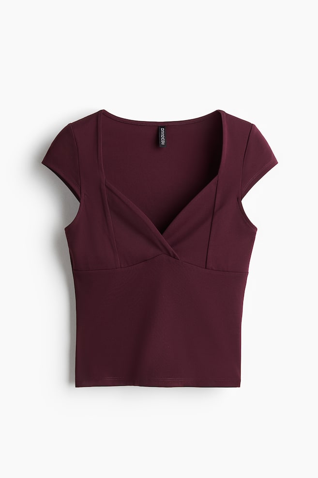 Shirt mit Kappenärmeln - Weinrot - 1