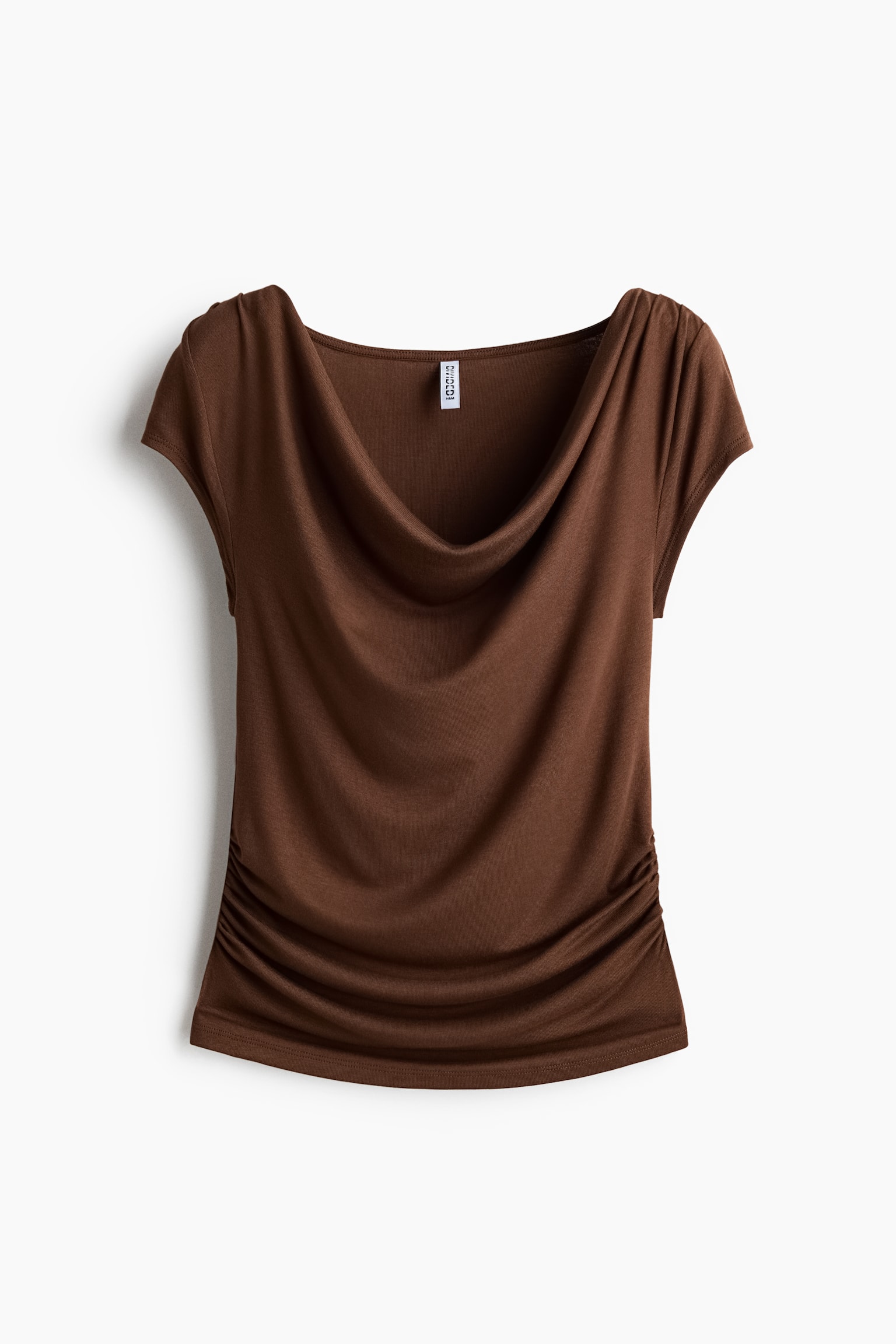 Draped jersey top - Brown/Light dusty green/Light beige/Spotted