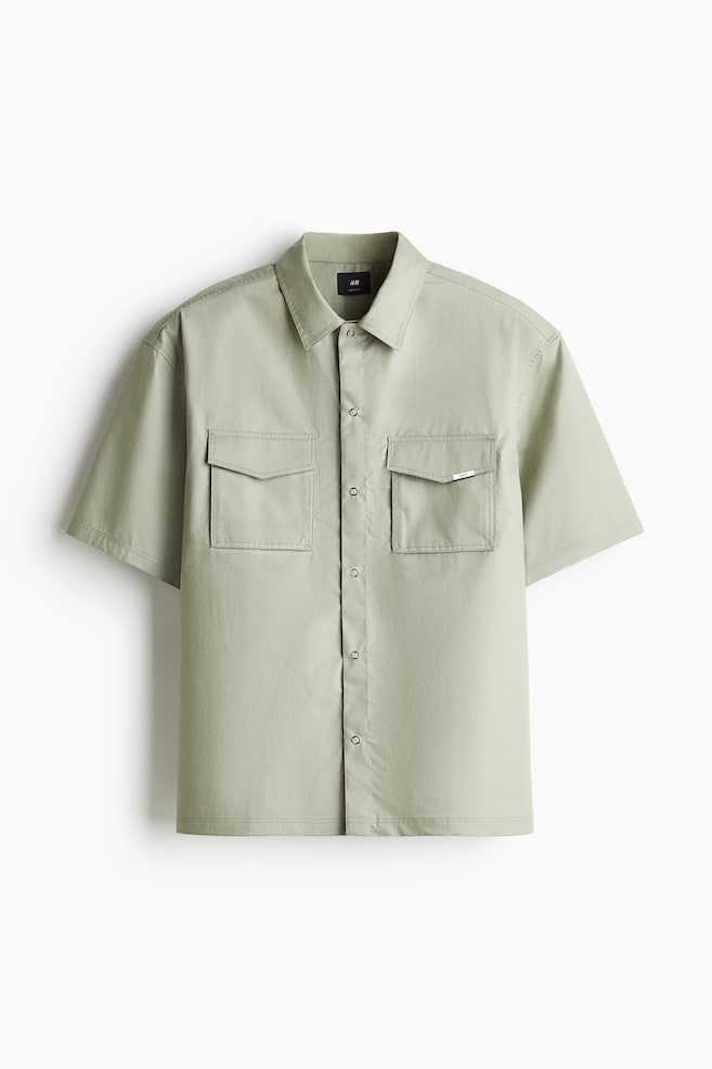 Loose Fit Short-sleeved utility shirt - Green - 1