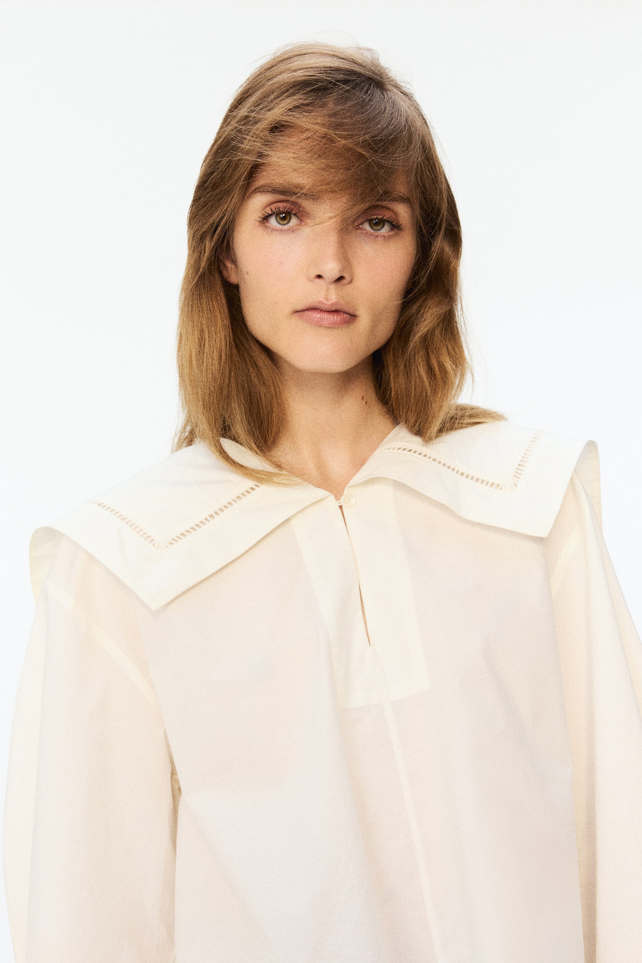 Poplin Blouse with Sailor Collar