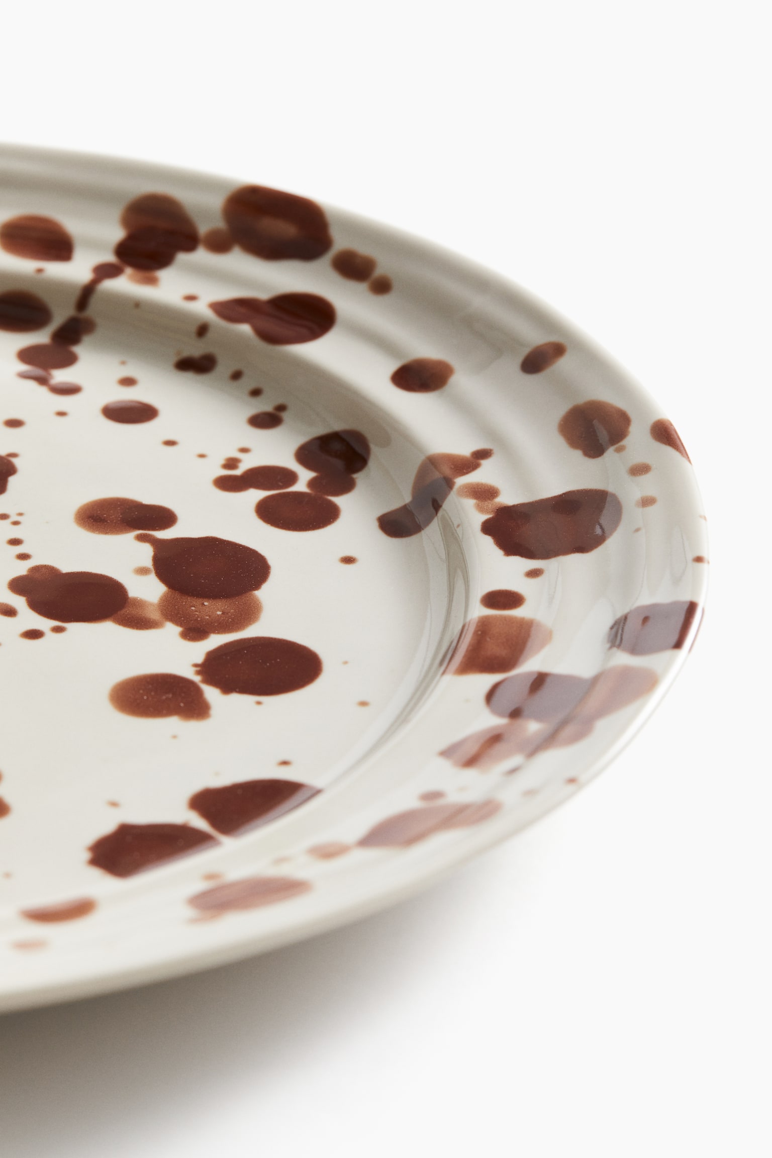 Large stoneware plate - Brown/Spotted - 5