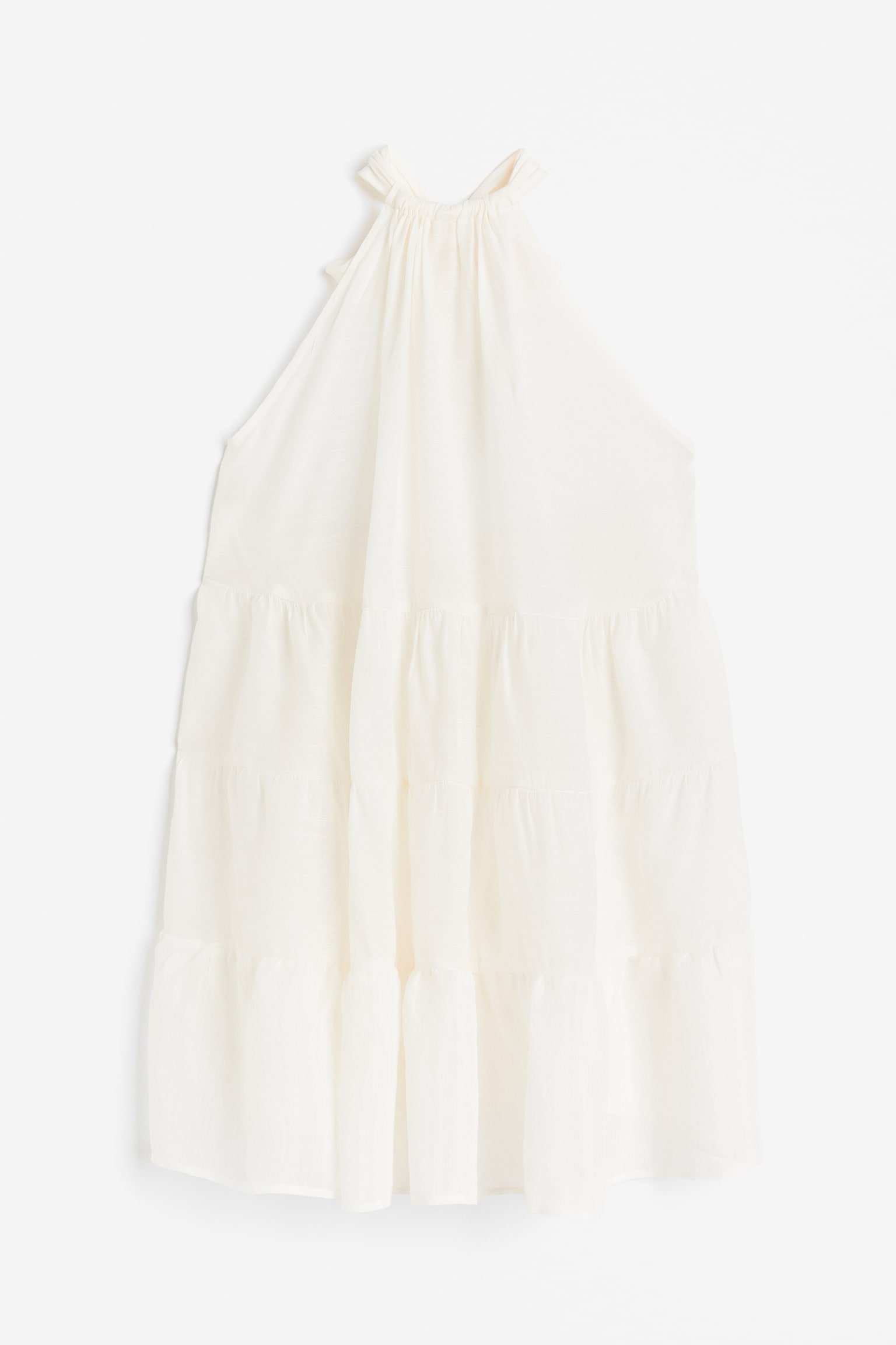 Halterneck Beach Dress - White - 1