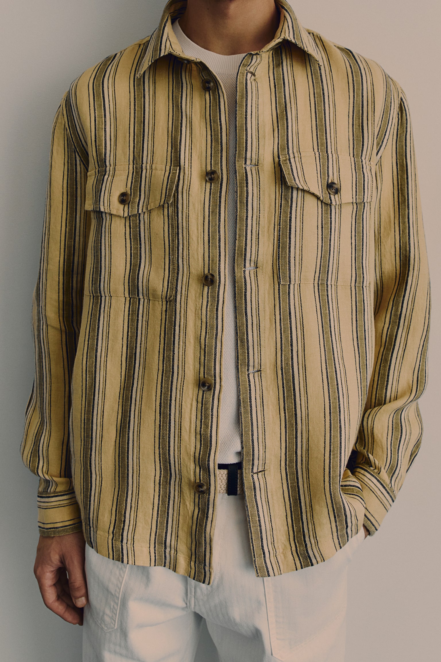 Regular Fit Linen shirt - Beige/Striped - 8