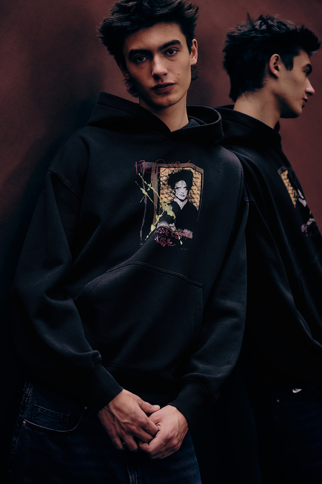 Sweatshirt com capuz e estampado Oversized Fit Preto/The Cure