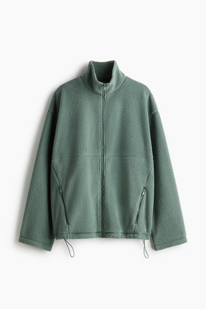 Teddy Fleece Jacket - Dusty emerald green/White - 1