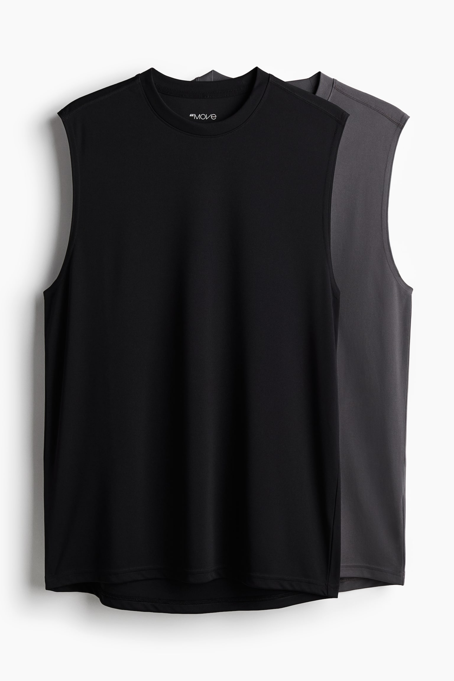 2-pack Regular Fit sports vest tops in DryMove™ - Black/Dark grey/Black/White - 1