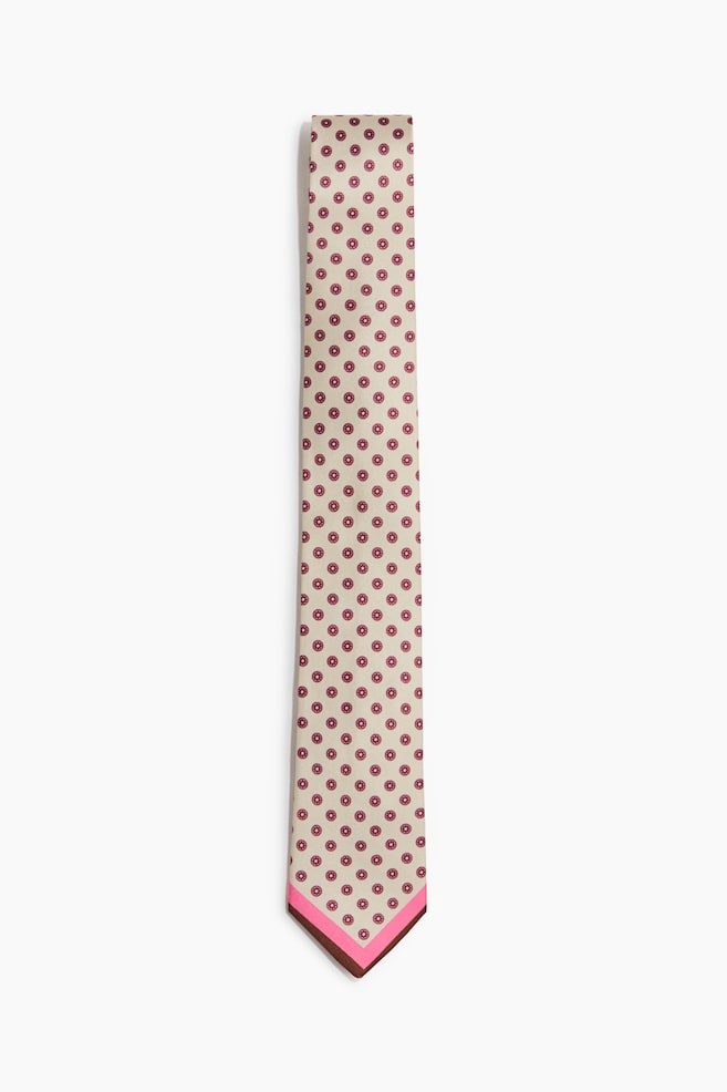 Satin tie - Light beige/Floral/White/Brown striped/Navy blue/Patterned/Black/Navy blue/Red/Dark blue/Striped - 1