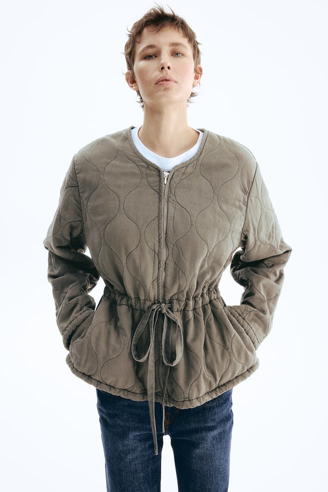 Quilted twill jacket - Grey - 1