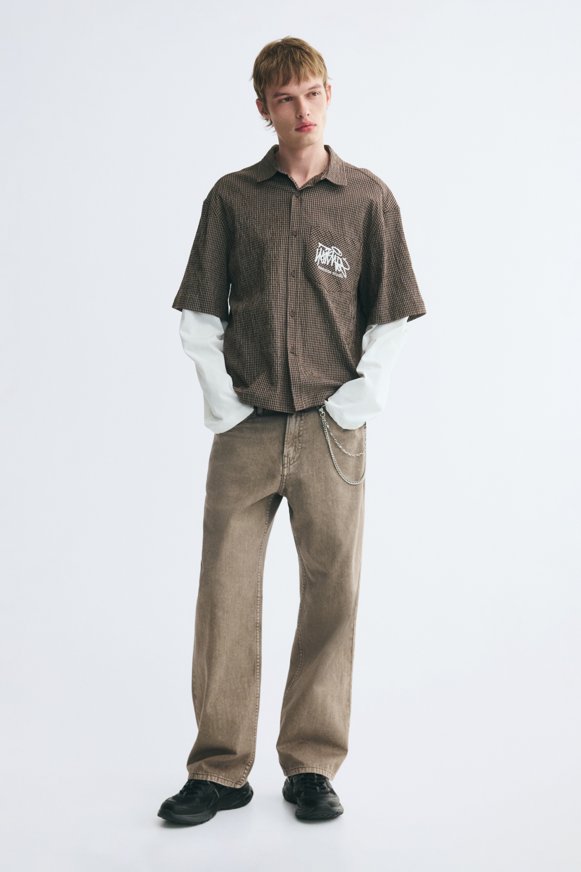 Relaxed Fit Bomullsbukse - Muldvarp/Denimsort
