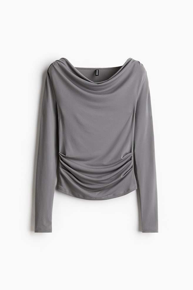 Draped jersey top - Grey/Cream/Greige/Snakeskin-patterned - 1