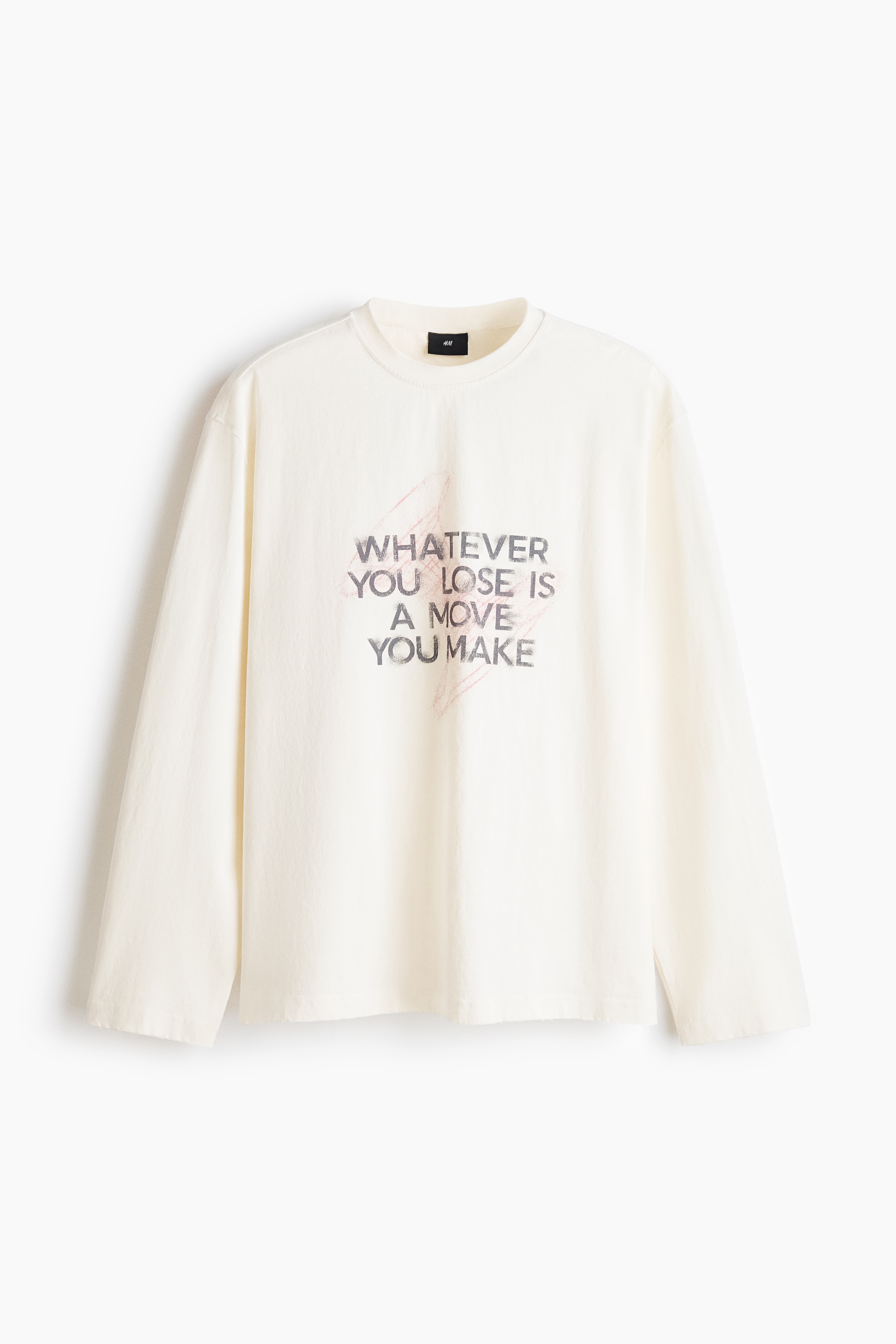 Loose Fit Long-sleeved T-shirt - Cream/Whatever You Lose/Black/Whatever You Lose/Dark pink/Potential