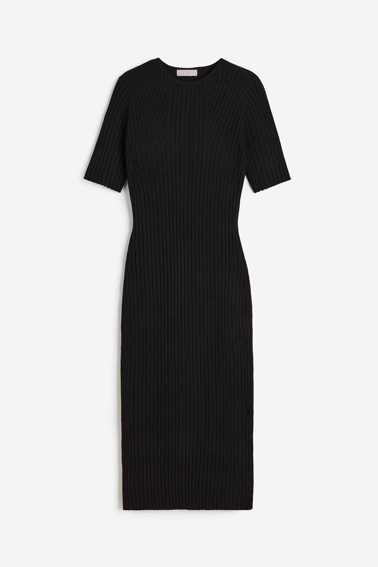 Rib-knit Dress - Round Neck - Short sleeve - Black - Ladies | H&M US