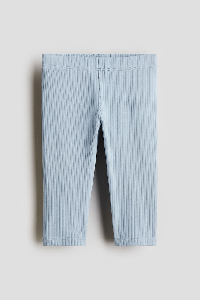 Ribbed Cotton Leggings - Light blue/Beige/Light gray/Black/Dusty pink/Light blue/Light pink/Light pink - 1