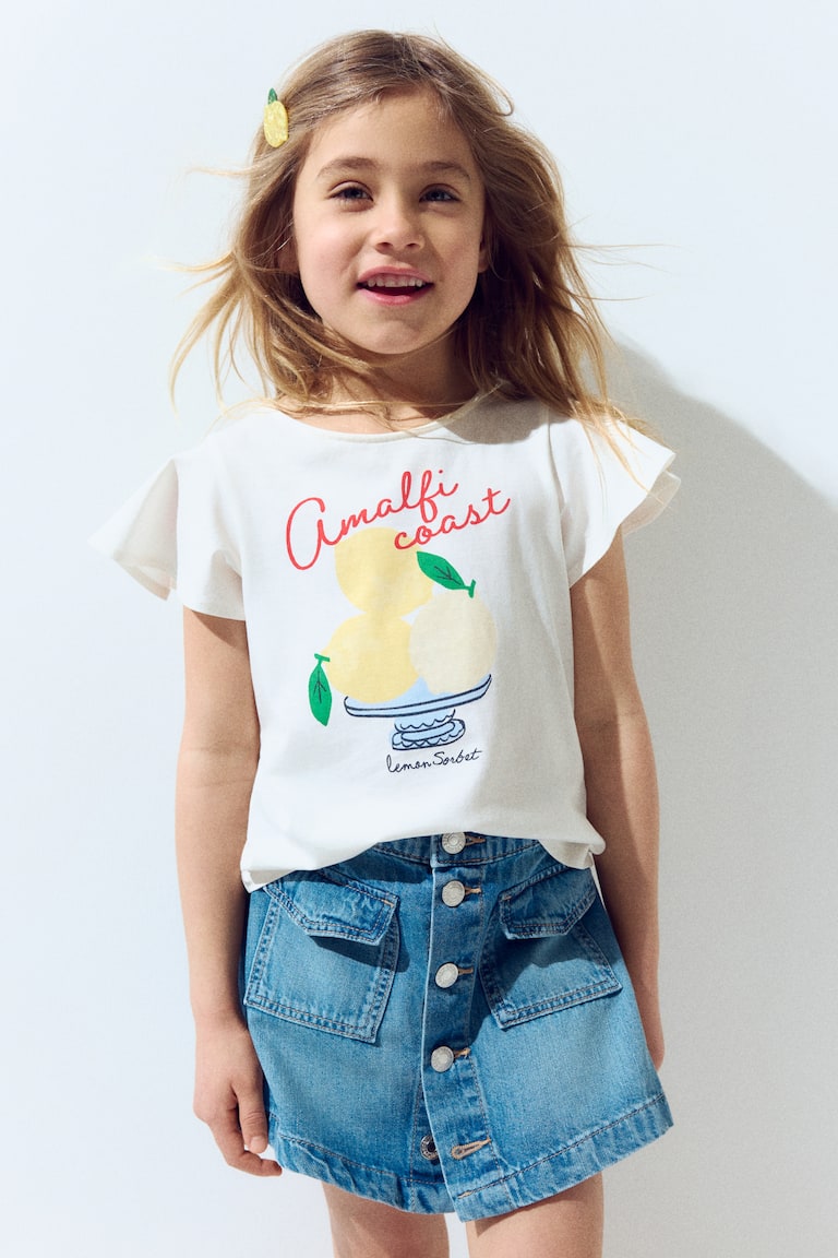 Flutter-Sleeved Cotton Top