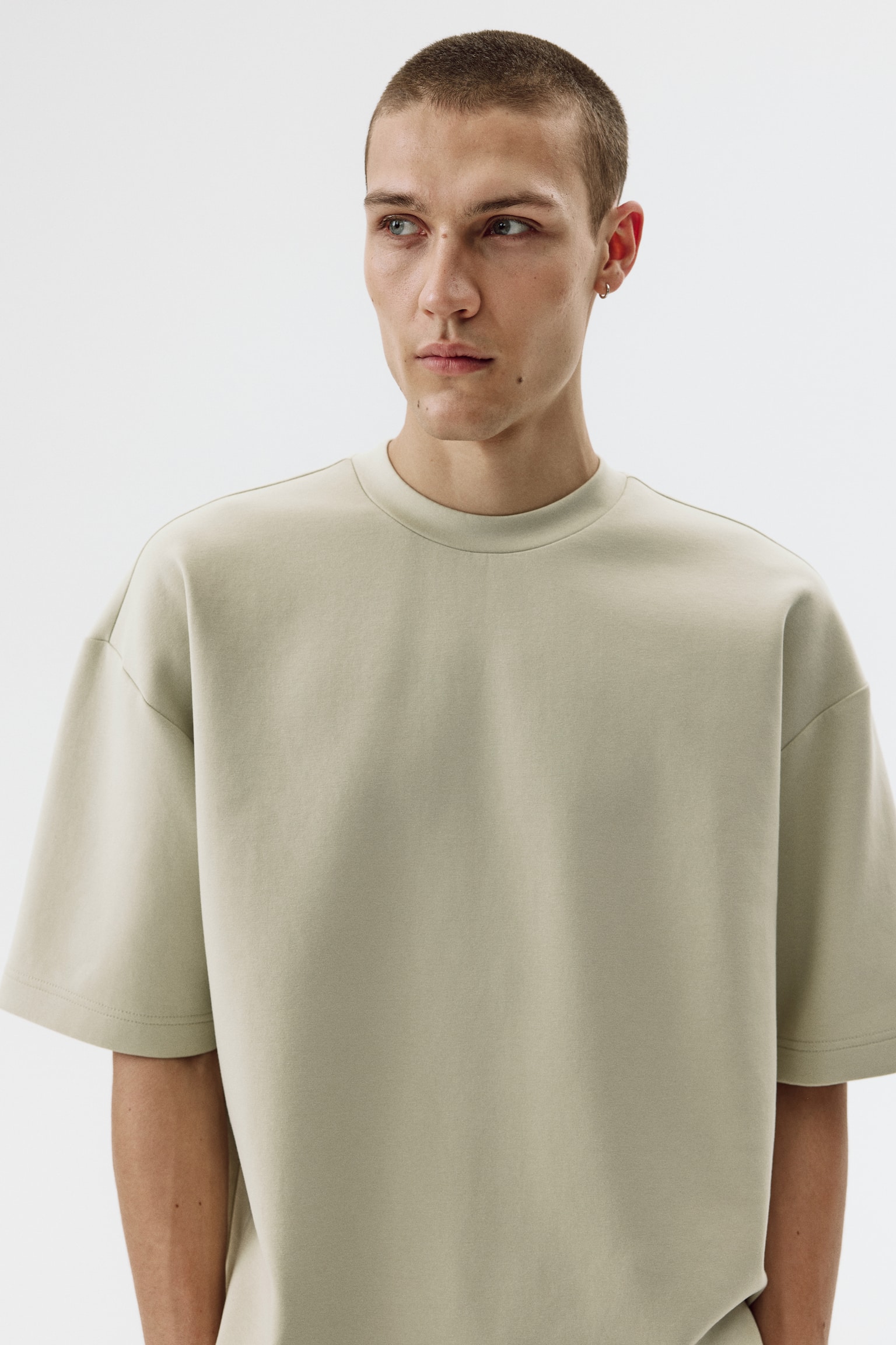 Oversized Fit Scuba T-shirt - Light dusty green/Cream/Light grey marl/Dark khaki green - 4