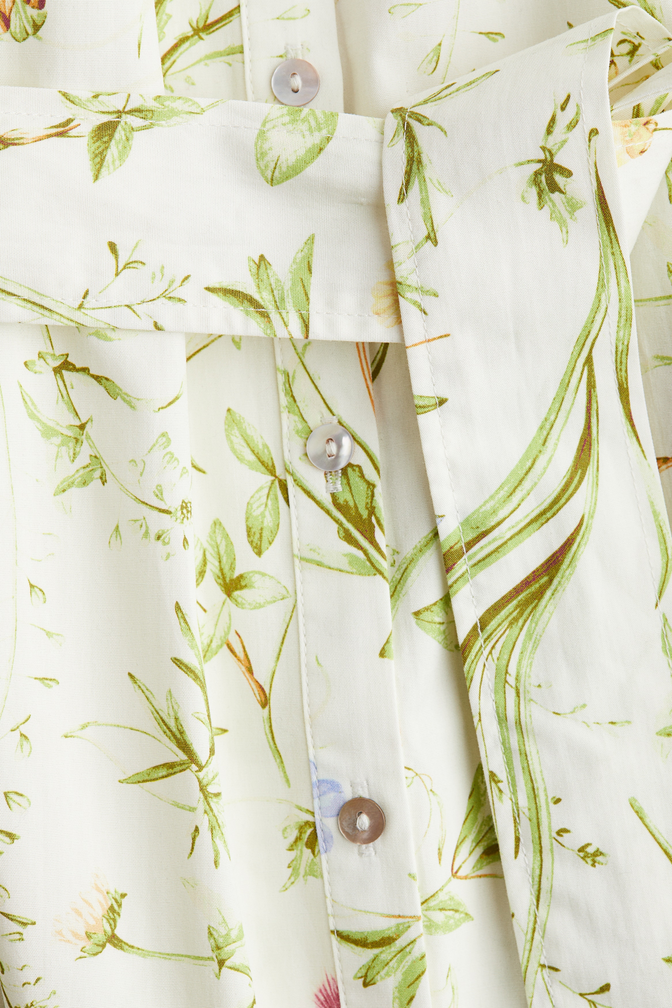 h&m floral shirt dress H&M Trend Blue Green Floral Midi Collared Shirt Dress size S 8 10 12