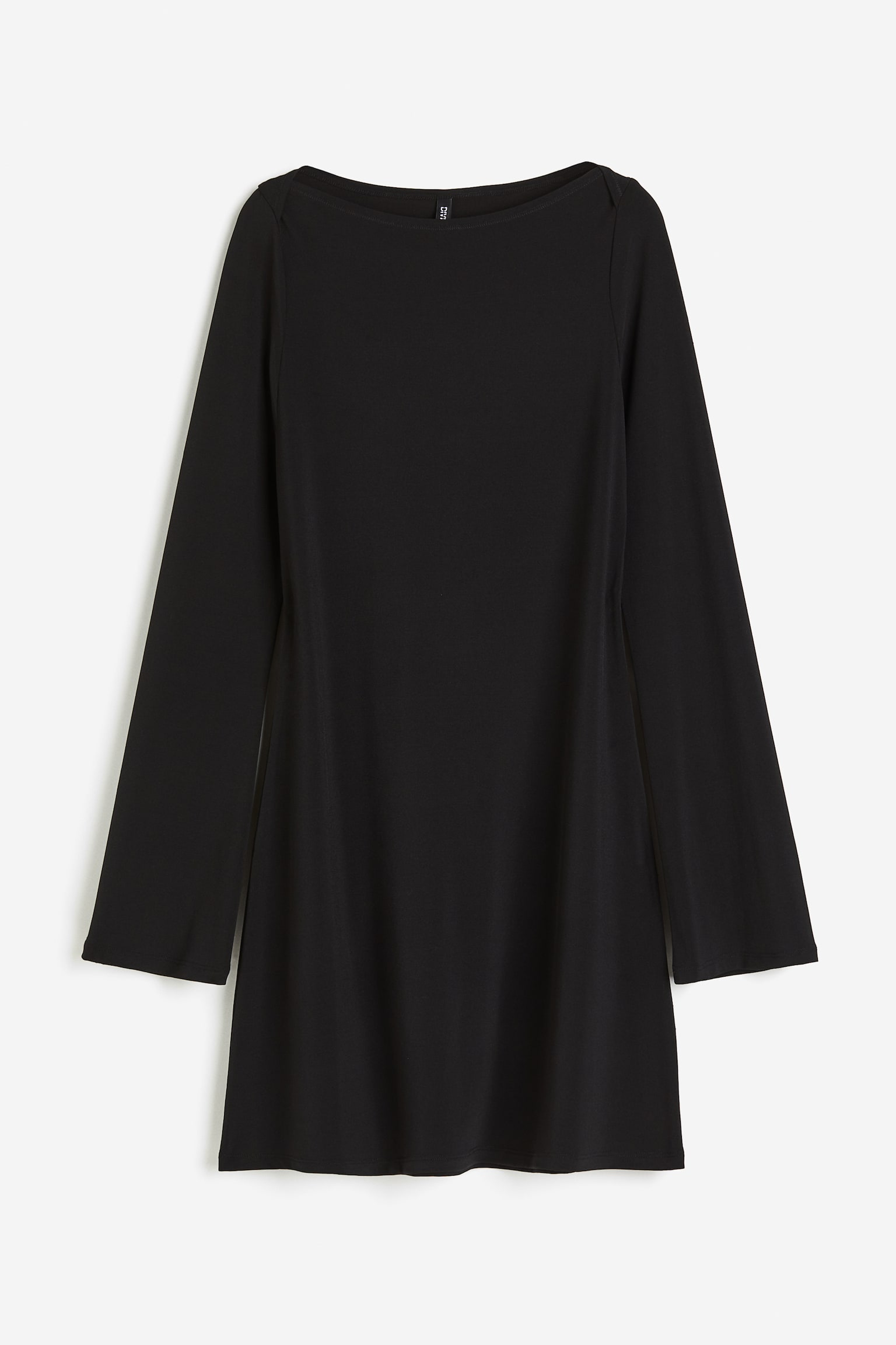 Boat-neck jersey dress - Black/Dark grey - 1