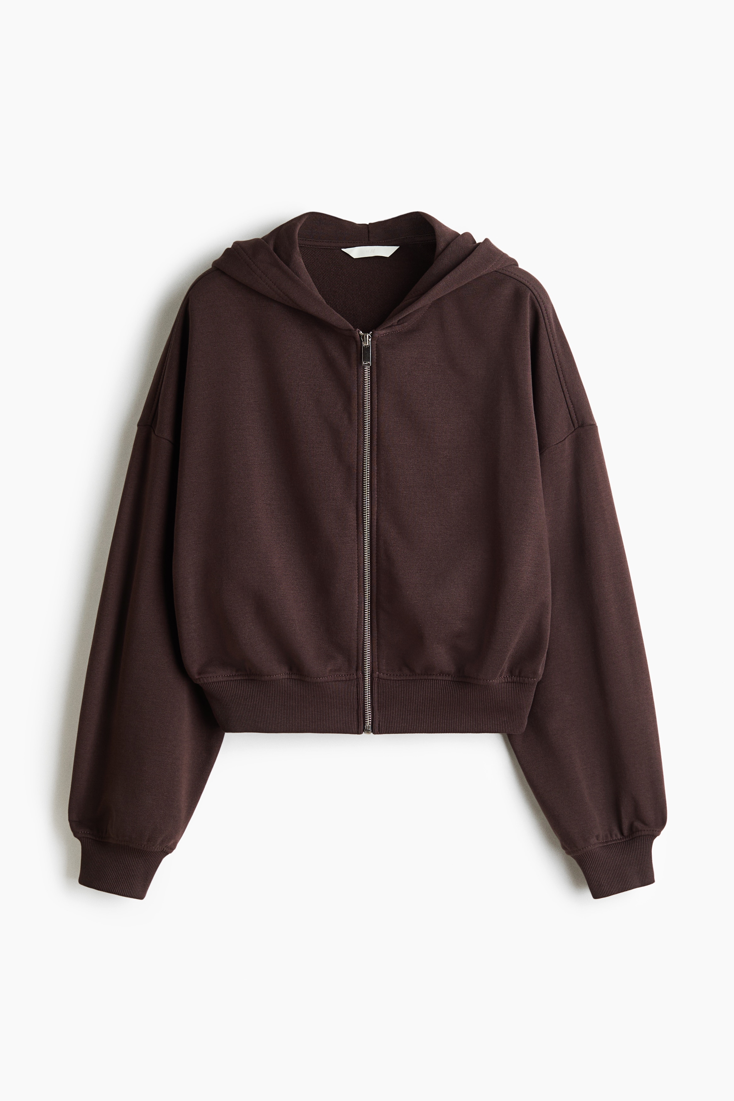 Short Hooded Jacket - Dark brown/Dark red/Cream