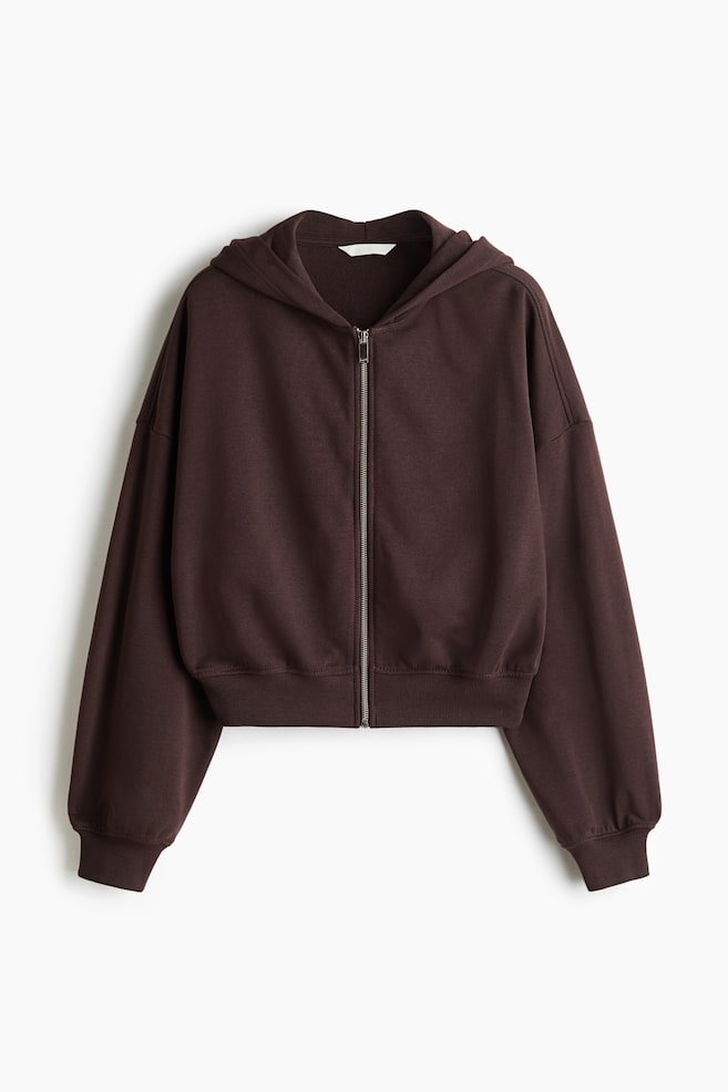 Short Hooded Jacket - Dark brown/Dark red/Cream - 1