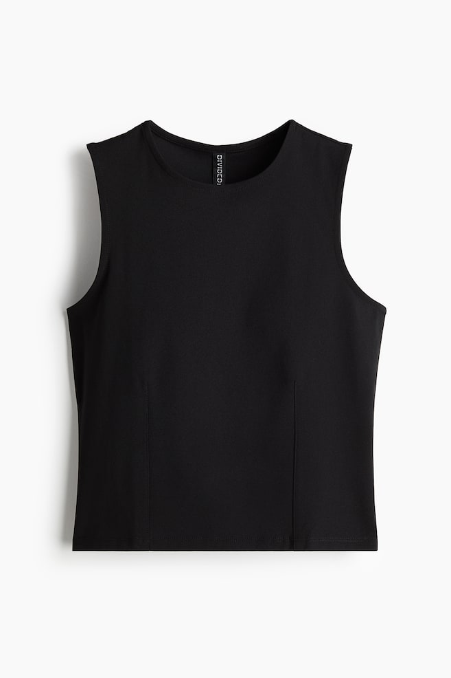 Defined-waist vest top - Black/Cream - 1